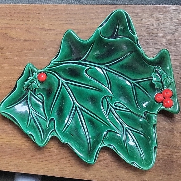 Lefton Holiday Vintage Lefton Ceramic Christmas Tree Dish Mid